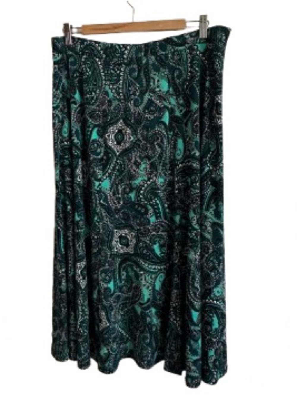 Women's Teal Paisley Maxi Skirt - Picture 4 of 4